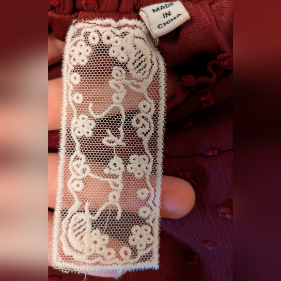 Sadie & Sage Elegant Burgundy Layered Skirt - Picture 3 of 5